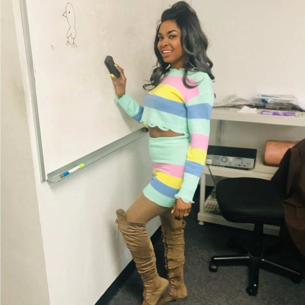 Colorful Striped Two-Piece Set